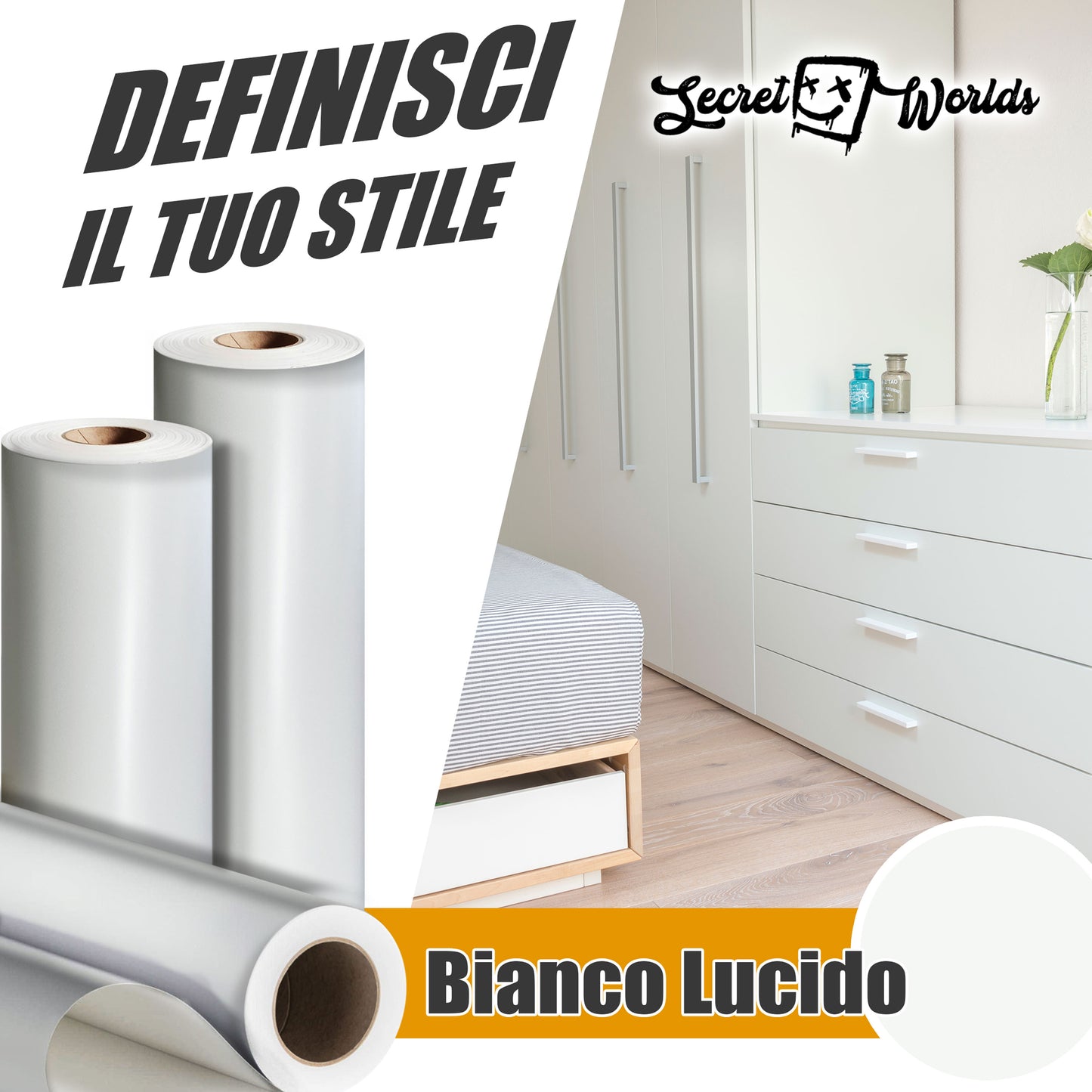 Pellicola adesiva bianco lucido applicata su mobile