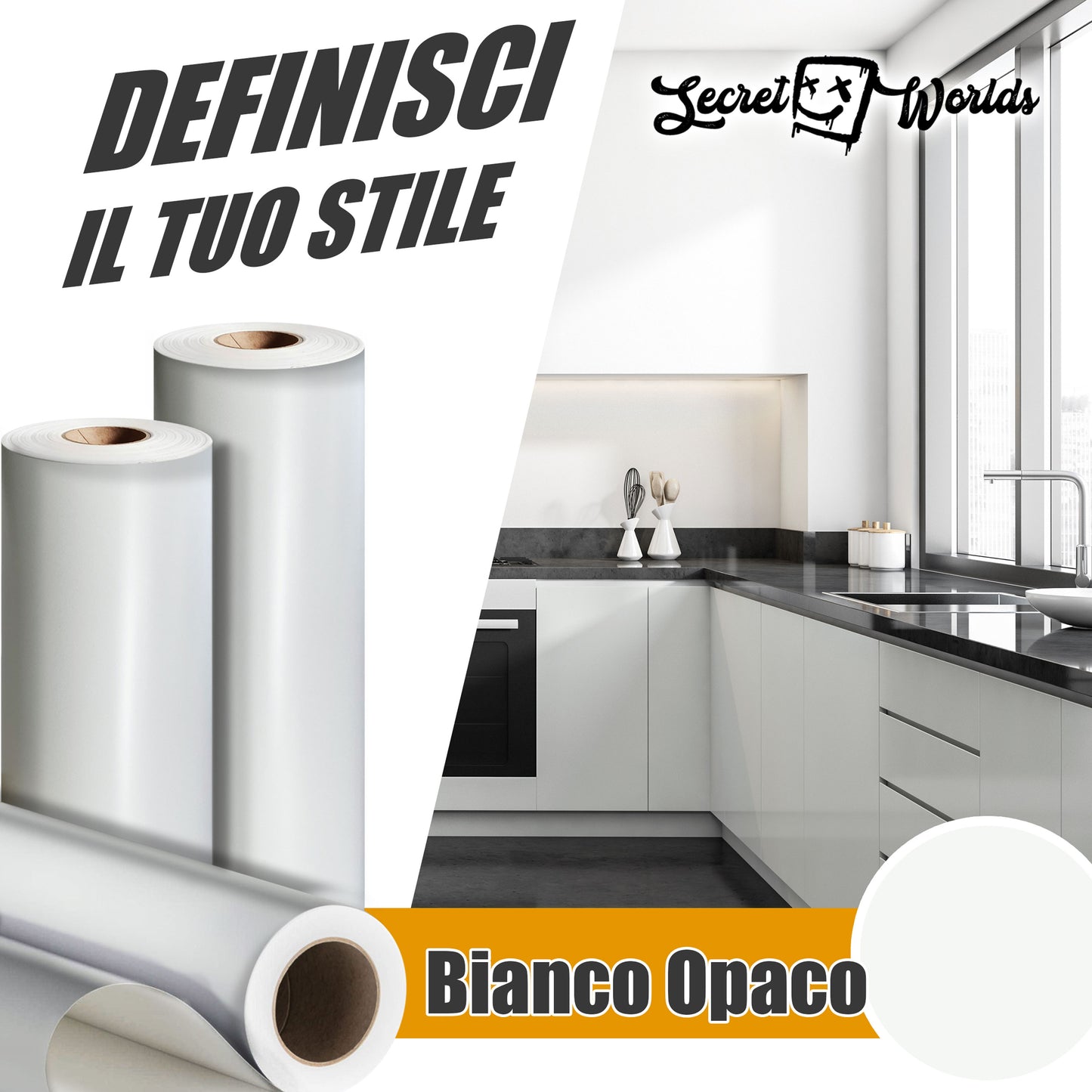 Rotolo di pellicola adesiva bianco opaco in vinile