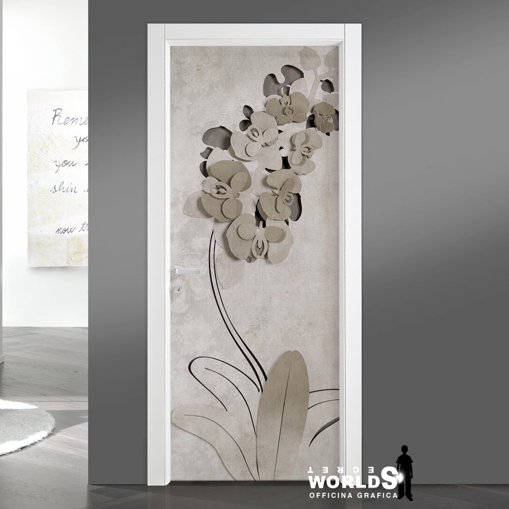 Pellicola porta Cement Flower floreale effetto cemento Secret Worlds