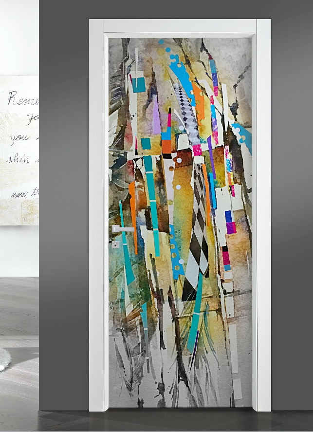 Pellicola porta Pollock design astratto artistico Secret Worlds